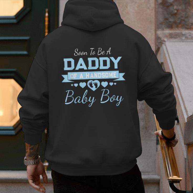 Soon To Be A Daddy Of a Handsome Baby Boy Announcement Men's Hoodie Back Print
