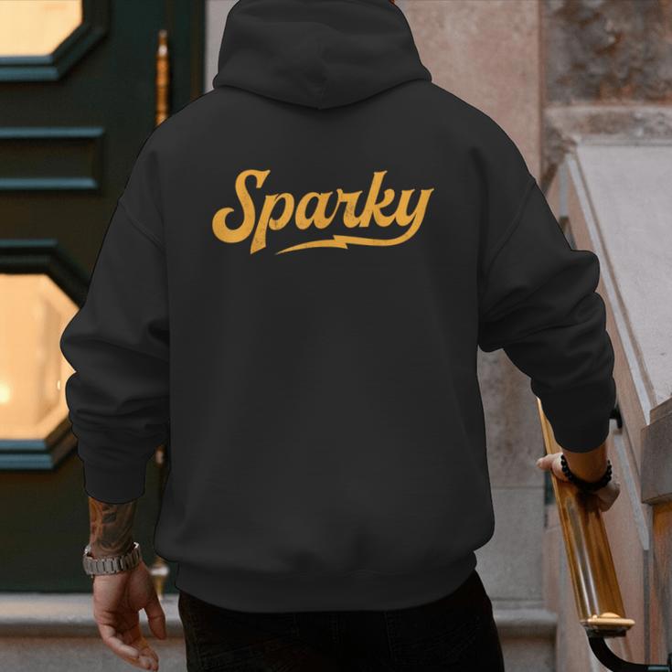 Sparky Electrician Lineman Dad Retro Vintage Novelty Men's Hoodie Back Print Sparky Electrician Lineman Dad Retro Vintage Novelty Men's Hoodie Back Print