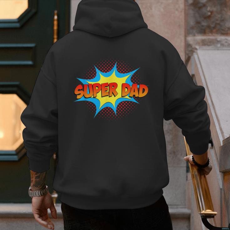 Super Dad Family Matching Superhero Comics Set Fathers Day Men's Hoodie Back Print