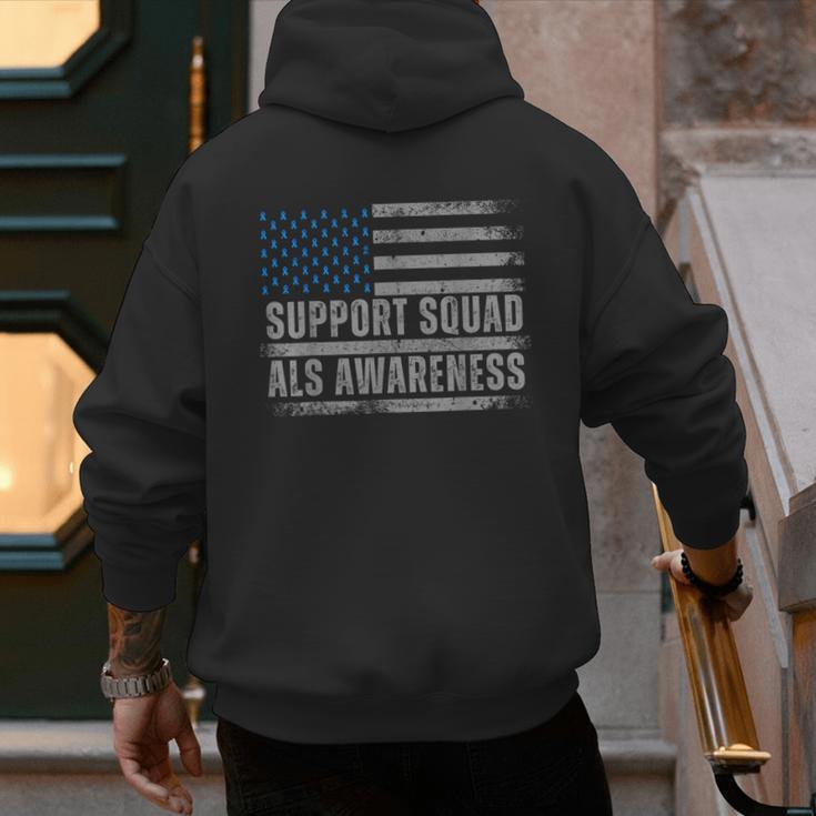 Support ALS Awareness Month USA American Flag Men Dad Men's Hoodie Back Print Support ALS Awareness Month USA American Flag Men Dad Men's Hoodie Back Print