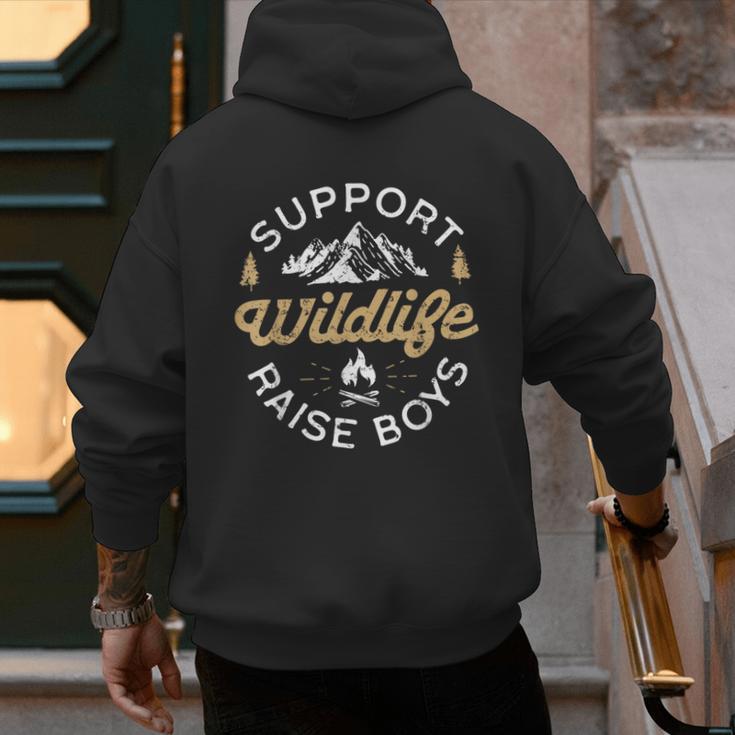 Support Wildlife Raise Boys Parent Mom & Dad Men's Hoodie Back Print