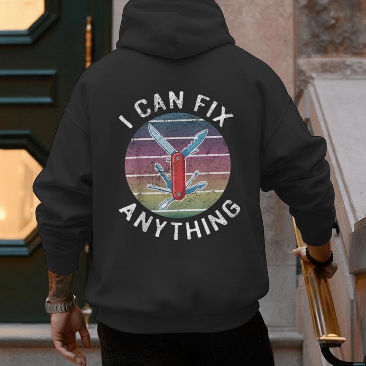 Swiss Army Knife DIY Dad Fathers Day Fix Anything Handyman Men's Hoodie Back Print