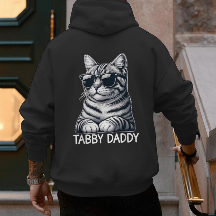 Tabby Daddy Cat Dad Graphic Grey Tabby Cat Lover Men's Hoodie Back Print