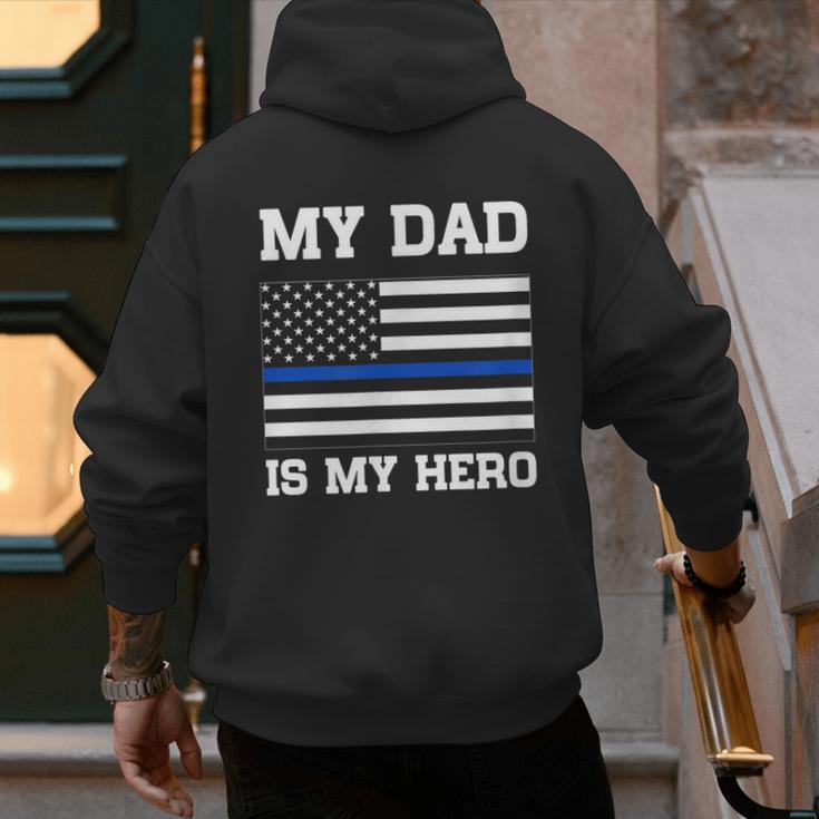 Thin Blue Line My Dad Is My Hero Son Daughter Of Cop Men's Hoodie Back Print