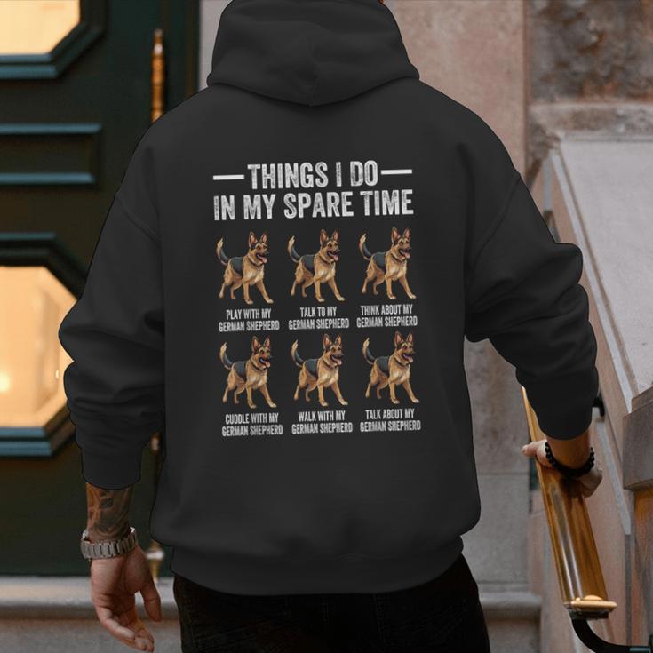 Things I Do In My Spare Time German Shepherd Dog Dad Mom Men's Hoodie Back Print