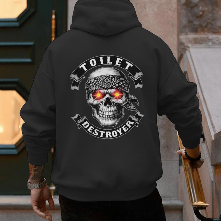 Toilet Destroyer Poop Jokes Dad Humor Poop Diarrhea Men's Hoodie Back Print