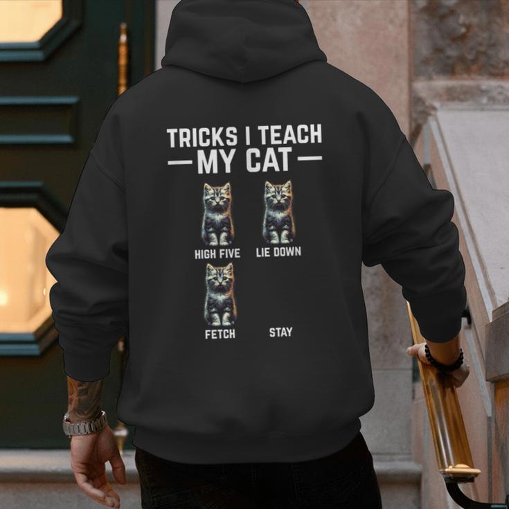Tricks I Teach My Cat Cat Owner Kitten Dad Mom Kitty Men's Hoodie Back Print