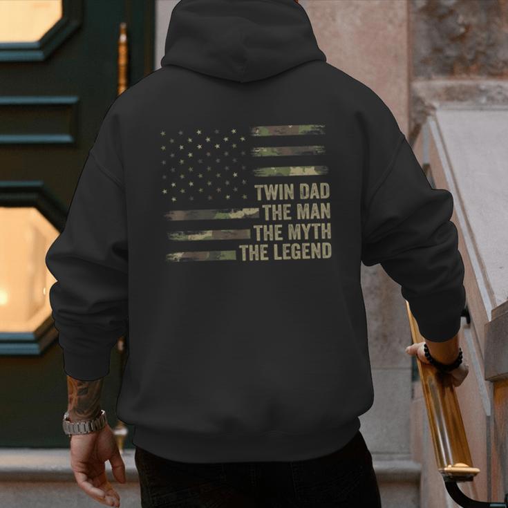 Twin Dad Camo USA Flag Twin Dad The Man The Myth The Legend Men's Hoodie Back Print
