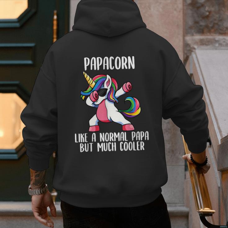 Unicorn Dad Girl Birthday Party Clothing Papacorn Men's Hoodie Back Print