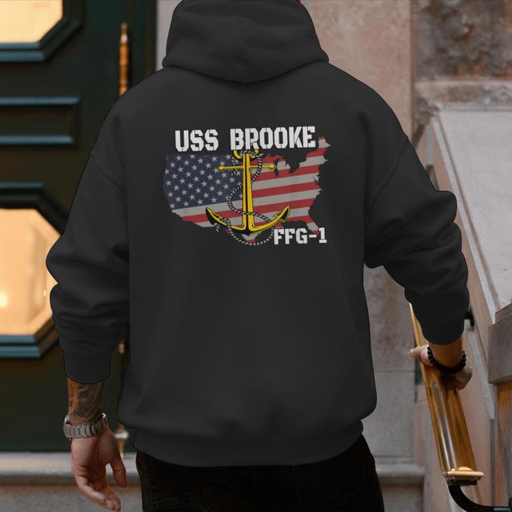 USS Brooke FFG-1 Frigate Veterans Day Son Father Grandpa Dad Men's Hoodie Back Print
