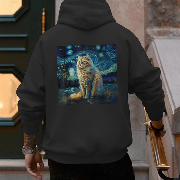 Van Gogh Starry Night Cat For Cat Lover Cat Mom And Cat Dad Men's Hoodie Back Print Van Gogh Starry Night Cat For Cat Lover Cat Mom And Cat Dad Men's Hoodie Back Print