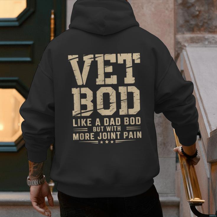 Vet BOD Like A Dad Bob Military Veteran Humor Men's Hoodie Back Print