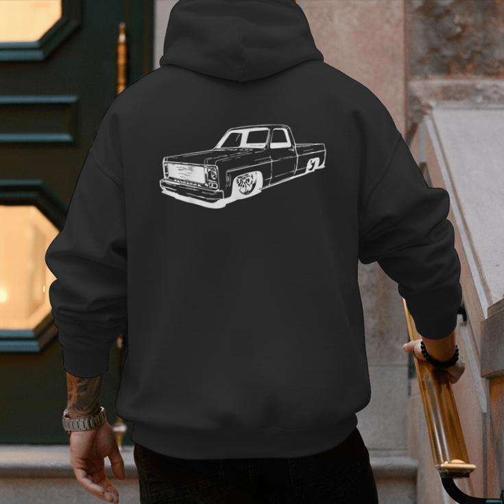 Vintage 73-87 Mini C10 Truck Slammed Graphic Dad Gag Father Men's Hoodie Back Print Vintage 73-87 Mini C10 Truck Slammed Graphic Dad Gag Father Men's Hoodie Back Print