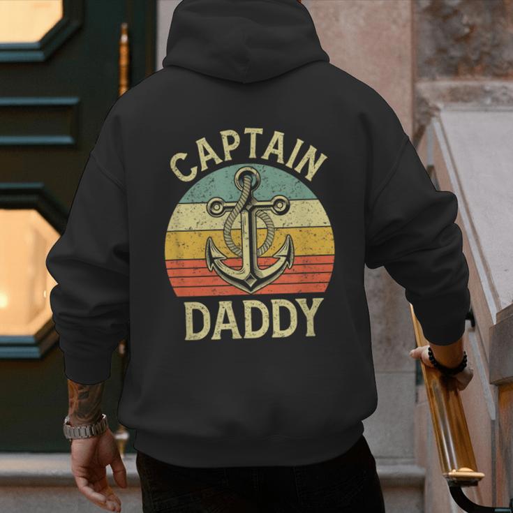 Vintage Captain Daddy Boat Pontoon Dad Fishing Sailor Anchor Men's Hoodie Back Print