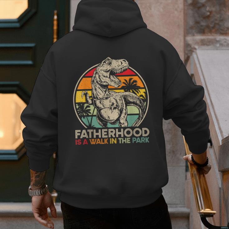 Vintage Fatherhood Is A Walk In The Park DadRex Dinosaur Men's Hoodie Back Print