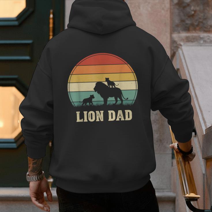 Vintage Lion Dad Father Grandpa Father's Day Men's Hoodie Back Print