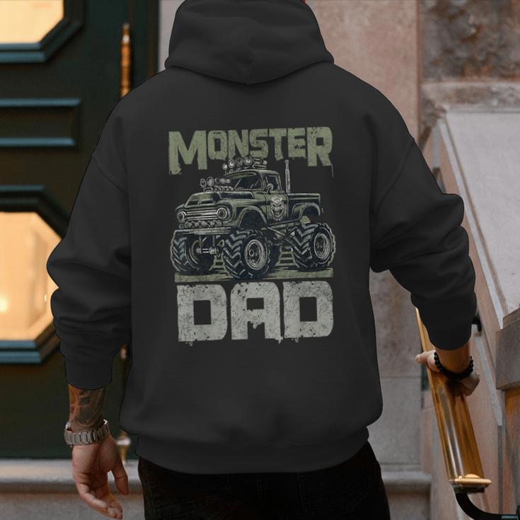 Vintage Monster Truck Lover DAD Family Matching Birthday Men's Hoodie Back Print