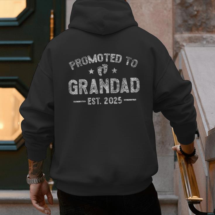 Vintage Promoted To Grandad Est 2025 Saying Retro Men's Hoodie Back Print