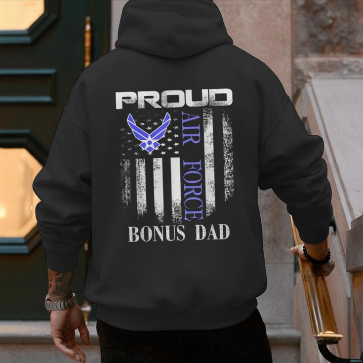 Vintage Proud Air Force Bonus Dad With American Flag Men's Hoodie Back Print