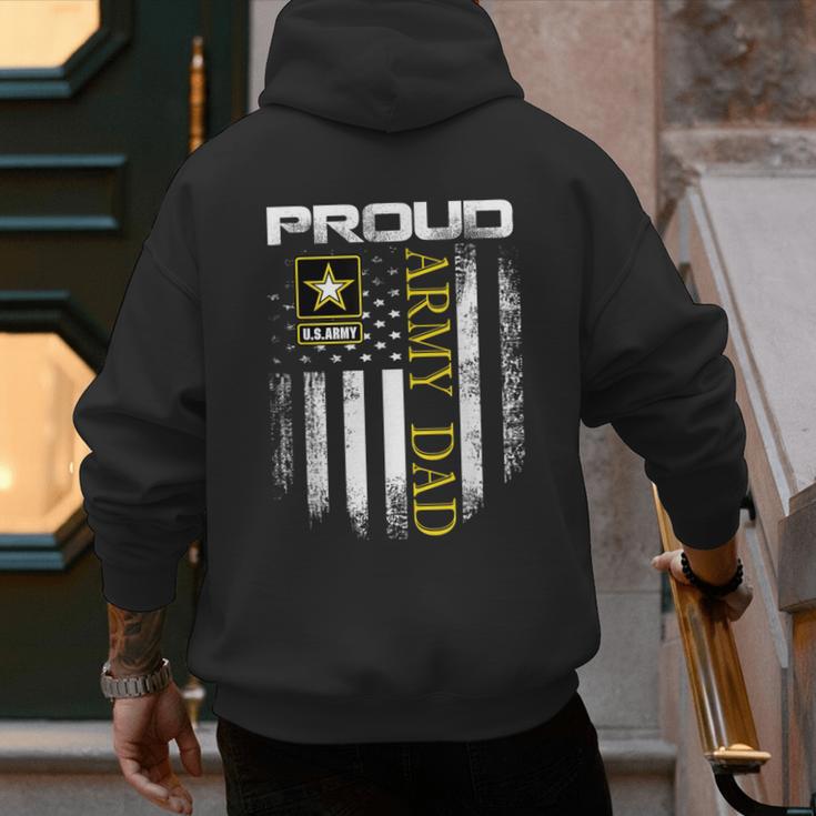 Vintage Proud Army Dad With American Flag Men's Hoodie Back Print