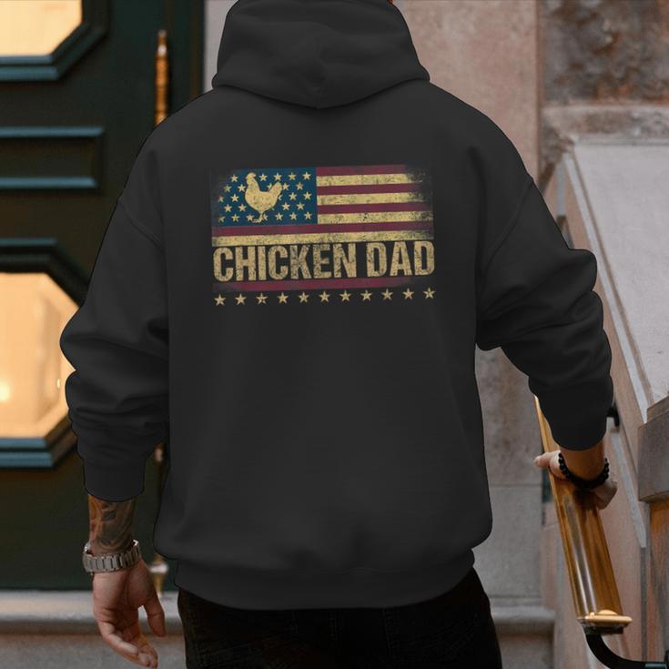 Vintage USA Flag Chicken Dad Stars Men's Hoodie Back Print