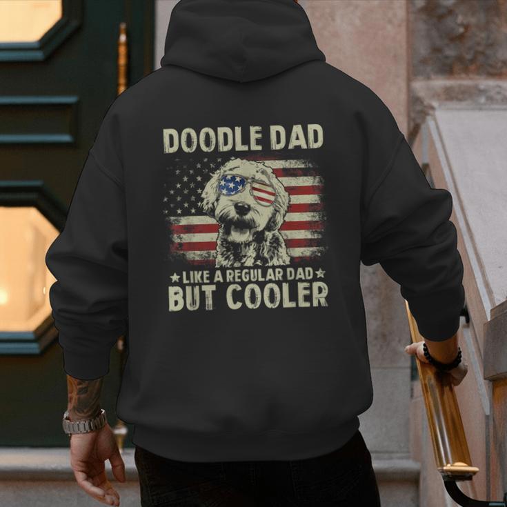 Vintage USA Flag Goldendoodle Doodle Dad Fathers Day Men Men's Hoodie Back Print