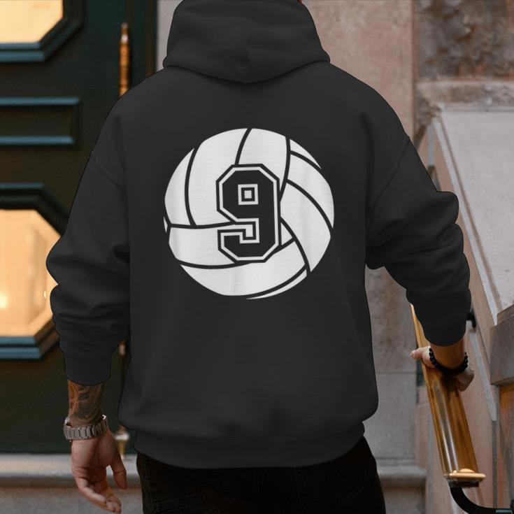 Volleyball Player 9 Volleyball Mom Dad Jersey Number 9 Men's Hoodie Back Print