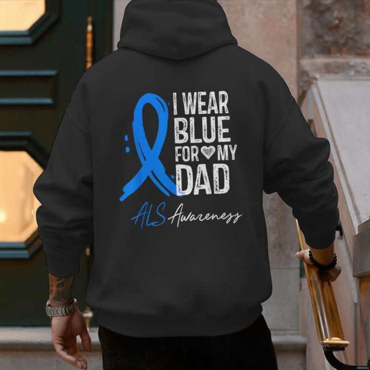 I Wear Blue For My Dad Shirt ALS Awareness Tshirt Men's Hoodie Back Print