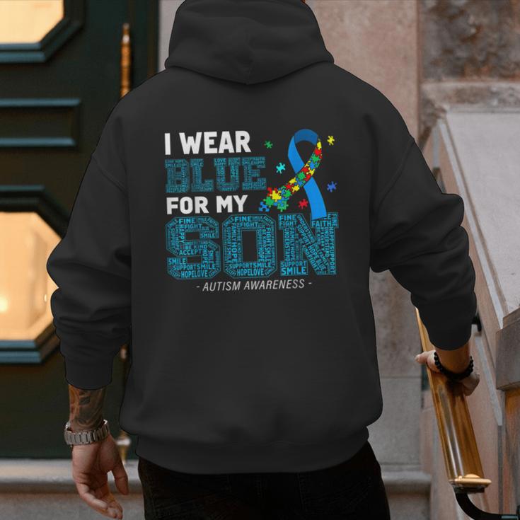 I Wear Blue For My Son Autism Awareness Mom Dad Parents Men's Hoodie Back Print I Wear Blue For My Son Autism Awareness Mom Dad Parents Men's Hoodie Back Print