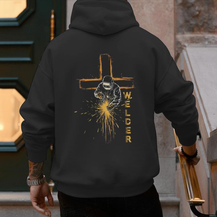 Welder Christian Cross Weld Welding Dad Jesus Lover Men's Hoodie Back Print