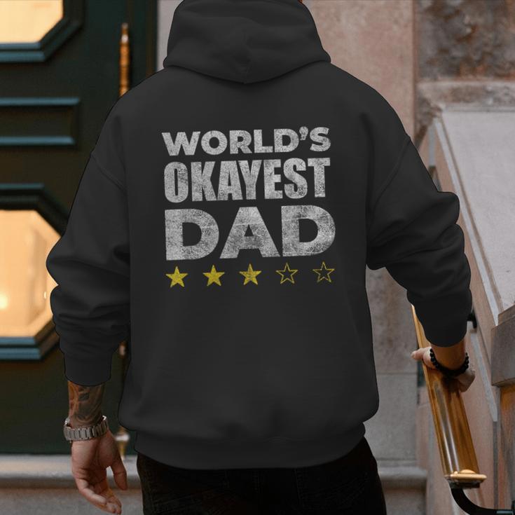 Worlds Okayest Dad Vintage Style Men's Hoodie Back Print