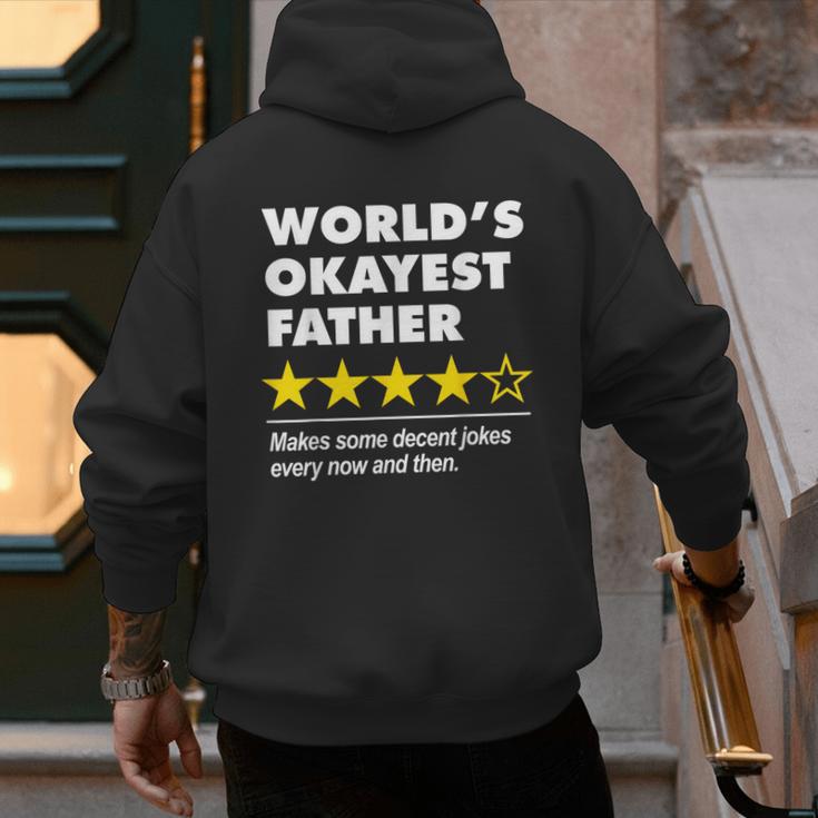 Worlds Okayest Father Dad Joke Review For Fathers Day Men's Hoodie Back Print Worlds Okayest Father Dad Joke Review For Fathers Day Men's Hoodie Back Print