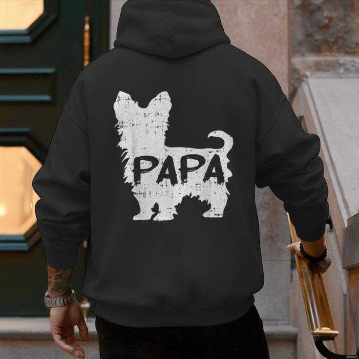 Yorkshire Terrier Papa Dog Puppy Doggie Pet Lover Yorkie Dad Men's Hoodie Back Print