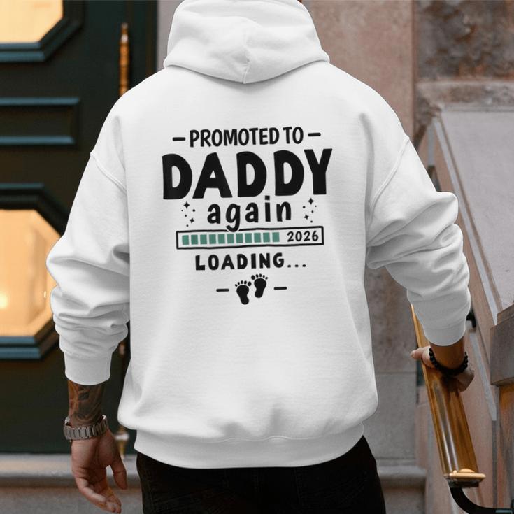 2nd Baby Announcement For Dad Promoted To Daddy Again 2026 Men's Hoodie Back Print 2nd Baby Announcement For Dad Promoted To Daddy Again 2026 Men's Hoodie Back Print