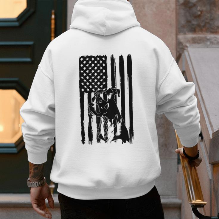 American Flag USA Patriot Boxer Dog Dad Men's Hoodie Back Print