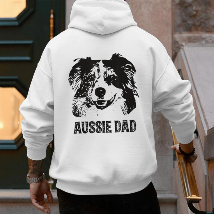 Aussie Dad Australian Shepherd Dog Dad For Men Men's Hoodie Back Print