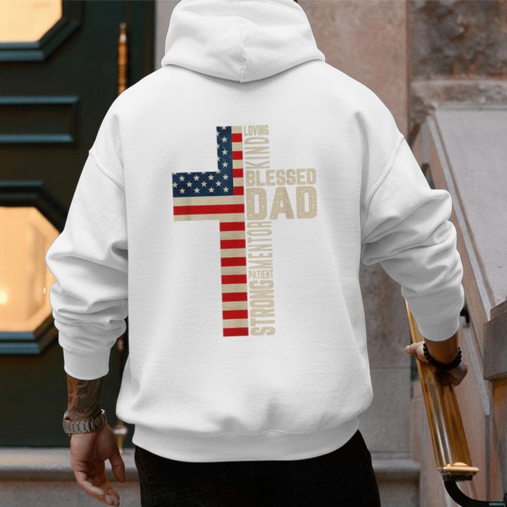 Blessed Dad Christian From Daughter Son Jesus Patriotic Men's Hoodie Back Print