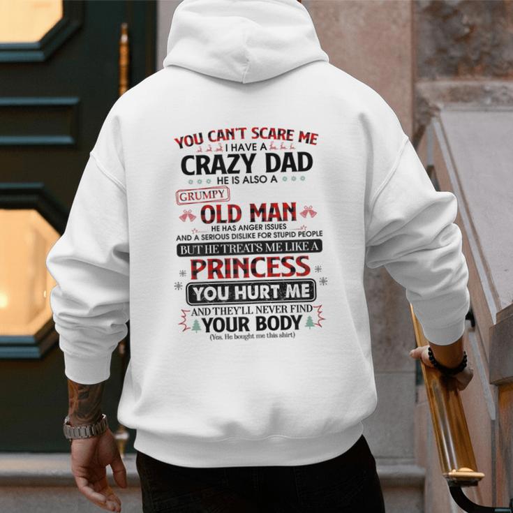 You Can’t Scare Me I Have A Crazy Dad Men's Hoodie Back Print