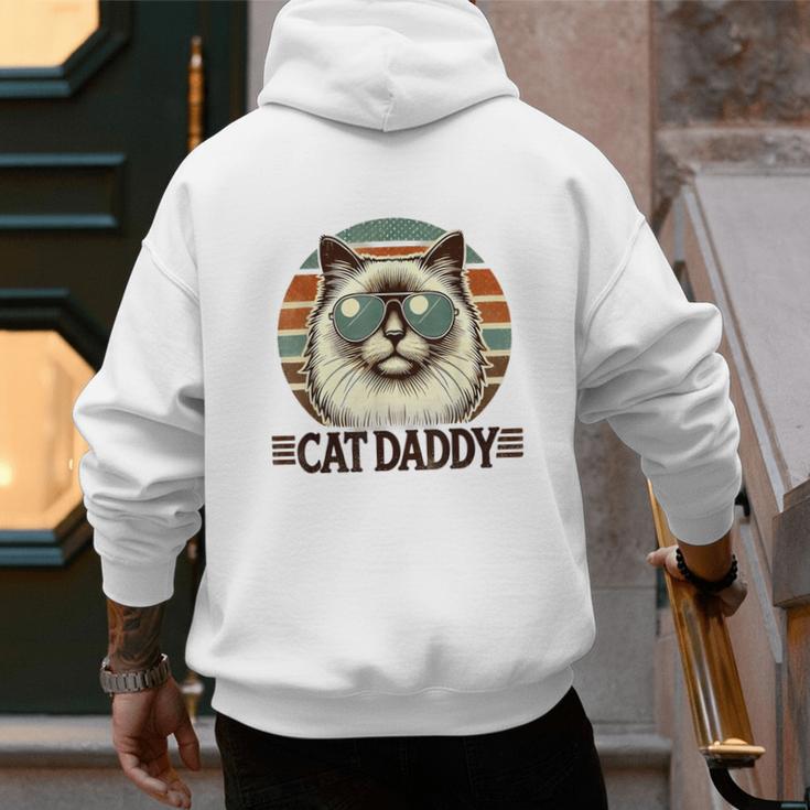 Cat Daddy Cool Ragdoll Cat Father's Day Retro Cat Dad Men's Hoodie Back Print