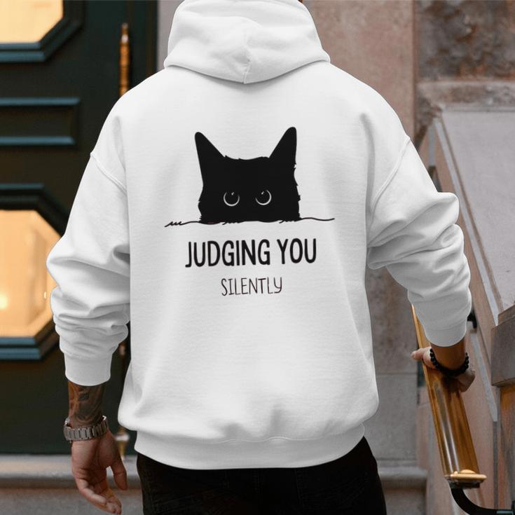 Cat Judging You Silently Cat Mom Dad Premium Tri-Blend Men's Hoodie Back Print