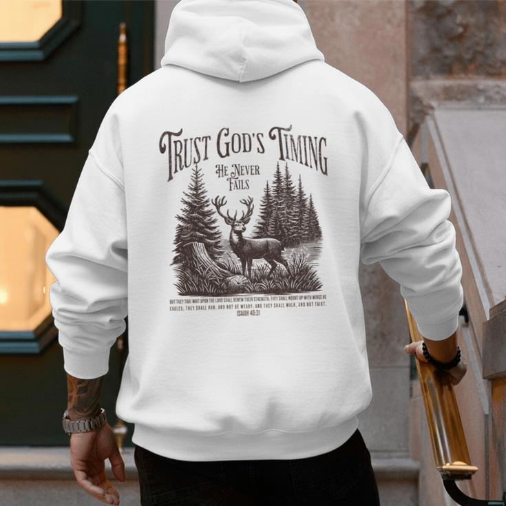 Christian Jesus Bible Verse Deer Elk Buck Hunting Dad Hunter Men's Hoodie Back Print
