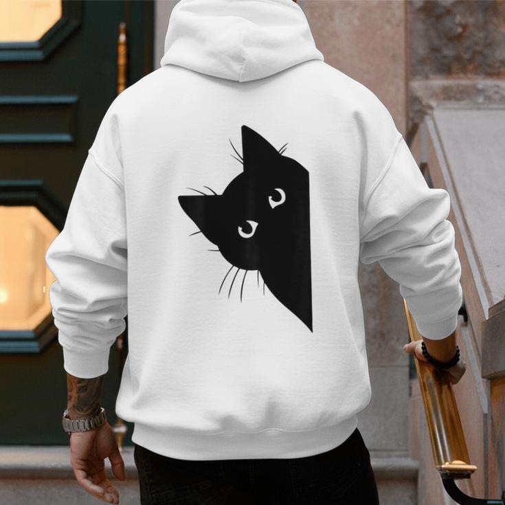 Curious Cat Peeking Sneaky Cat Cat Mom Cat Dad Men's Hoodie Back Print Curious Cat Peeking Sneaky Cat Cat Mom Cat Dad Men's Hoodie Back Print