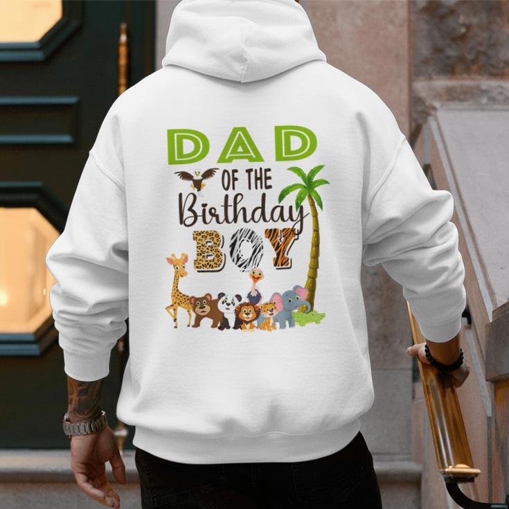 Dad Of The Birthday Boy Wild Zoo Theme Safari Party Men's Hoodie Back Print