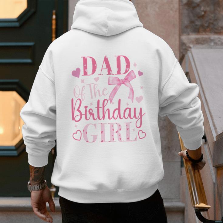 Dad Of The Birthday Girl Bow Cute Pink Matching Family Party Men's Hoodie Back Print
