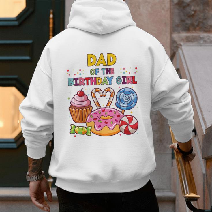Dad Of The Birthday Girl Candyland Colorful Lollipop Party Men's Hoodie Back Print