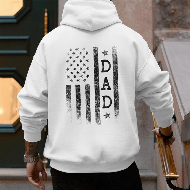 Dad Patriotic American USA Flag Father's Day Dad Men's Hoodie Back Print
