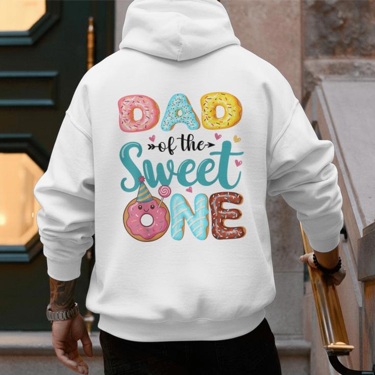 Dad Of The Sweet One 1st Birthday Girl Donut Party Men's Hoodie Back Print
