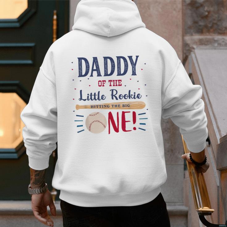 Daddy Dad First Birthday Little Rookie Baseball The Big One Men's Hoodie Back Print