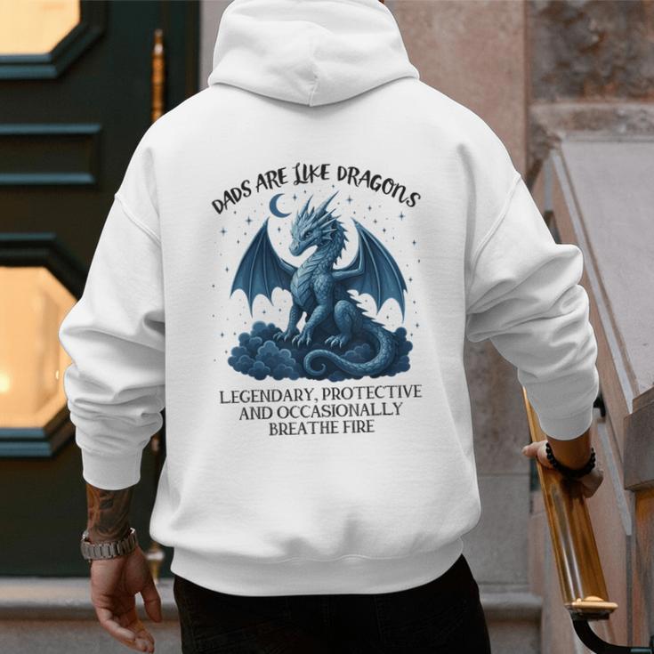 Dads Are Like Dragons Legendary Protective Fatherhood Men's Hoodie Back Print