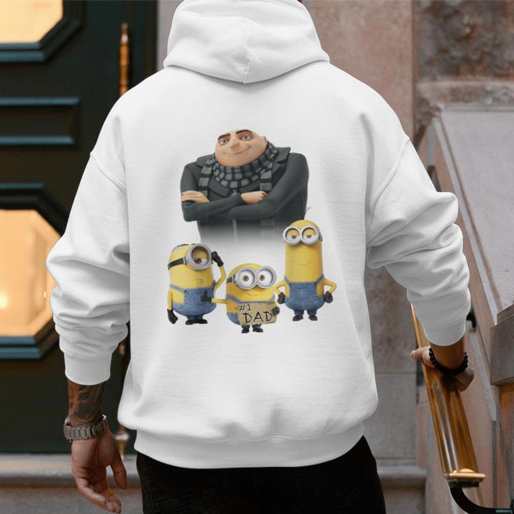 Despicable Me Minions Father's Day 1 Dad Cardboard Sign Men's Hoodie Back Print